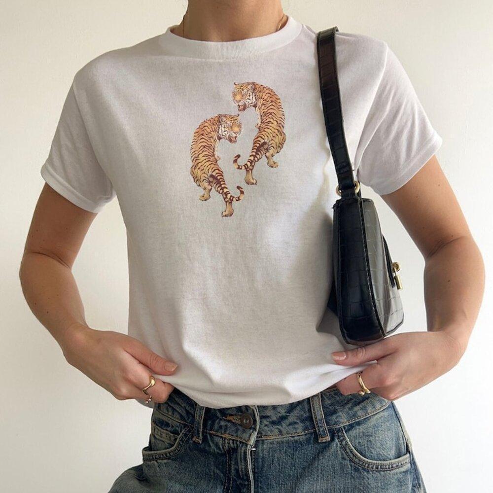 Tiger Baby Tee 90S Aesthetic Baby Tee Coquette Shirt